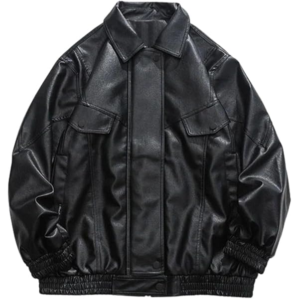 Mens Faux Leather Bomber Jacket 90s Vintage Biker Jackets 2024